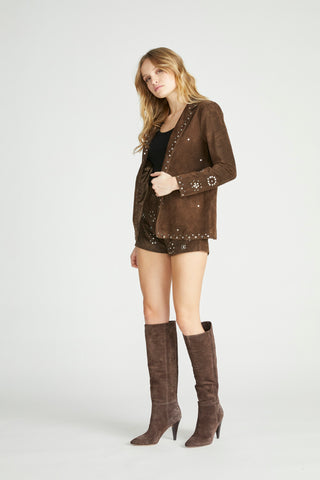 Suede Studded Short - Chocolate