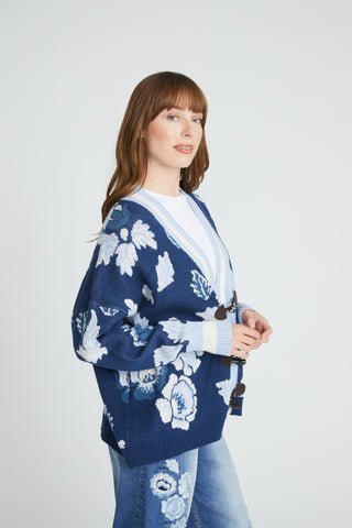 Toggle Cardigan - Floral Foliage