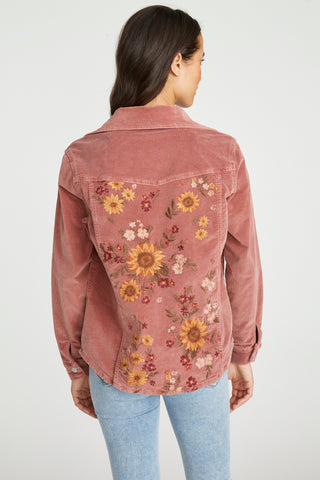 Shayna Shirt Jacket - Rose Falling Sunflower