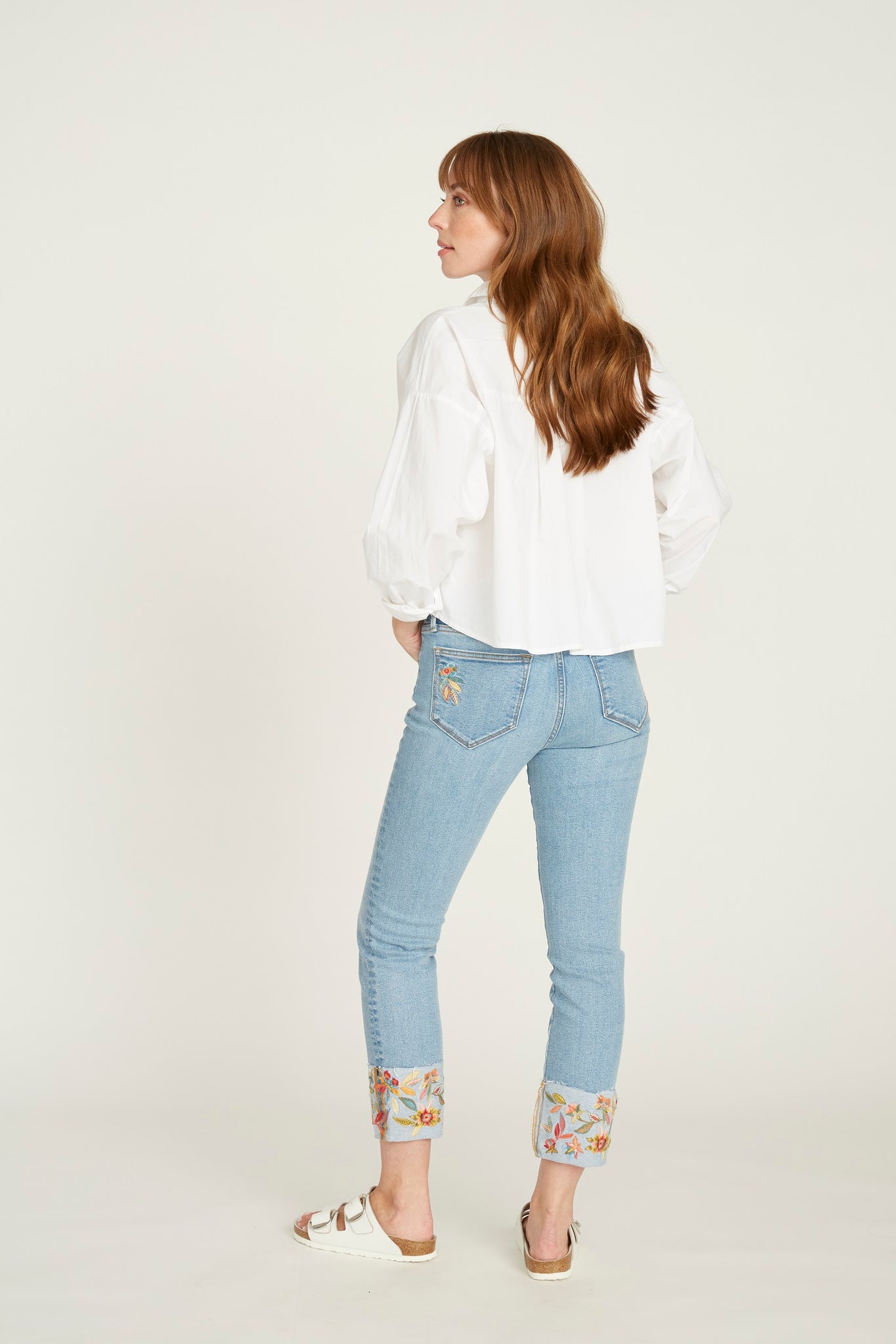 Colette Straight Crop - Feathery Leaf