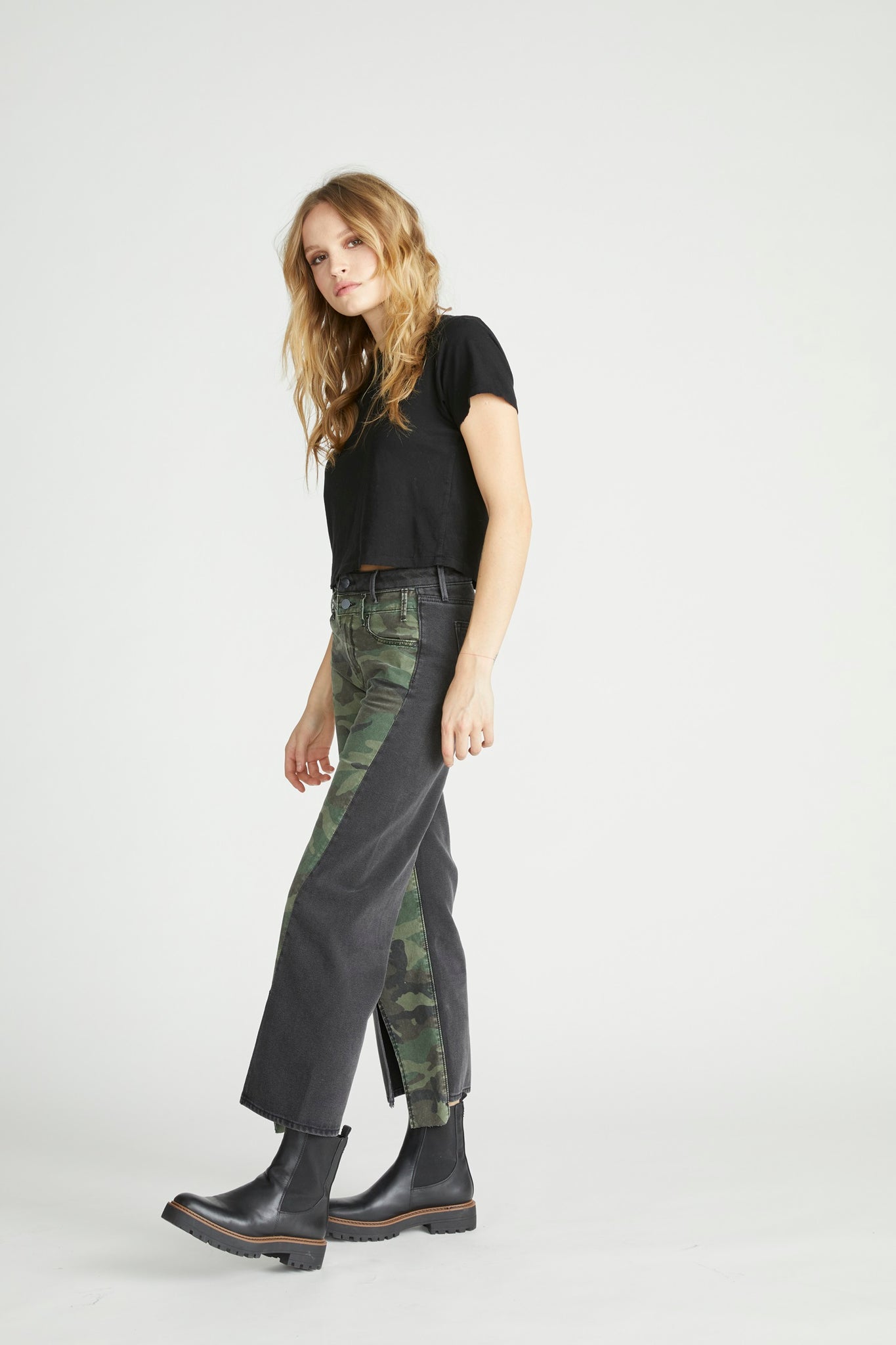 Cece Wide Leg - Army Black Denim