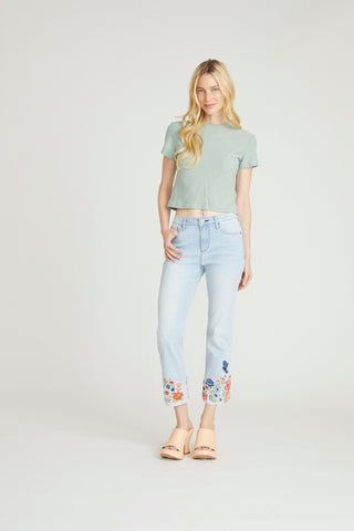 Colette Straight Crop - Blue Birds