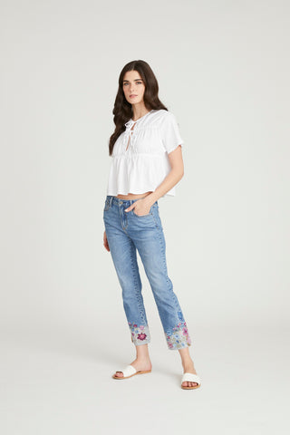 Colette Straight Crop - Blue Birds