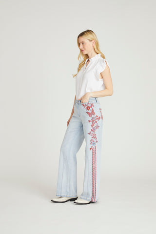 Pia Pintuck Wide Leg - Turks & Corals