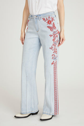 Pia Pintuck Wide Leg - Turks & Corals
