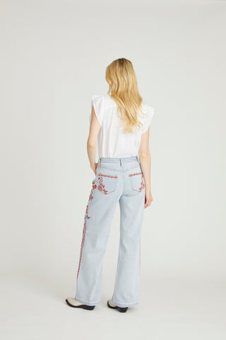Pia Pintuck Wide Leg - Turks & Corals