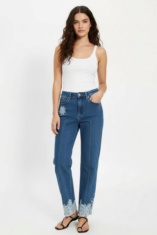 Betty Knit Jeans - Daisy Patchwork