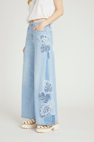 Ronnie Wide Leg - Palm Patchwork