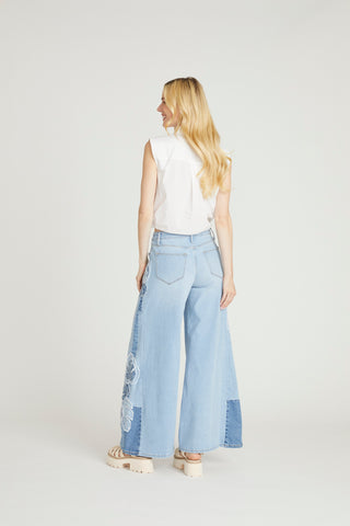 Ronnie Wide Leg - Palm Patchwork