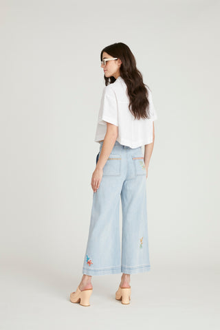 Tie Front Cropped Jean - Happy Hibiscus