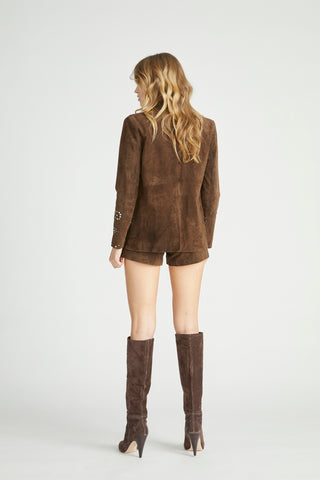Suede Studded Short - Chocolate