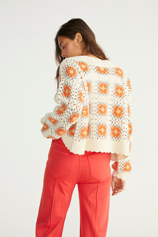 Crochet Cardi - Orange & Cream