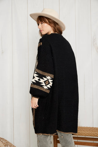 Aztec Midi Cardi - Black