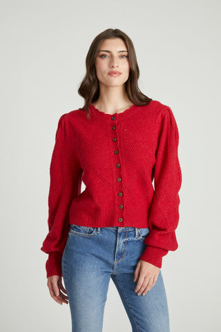 Pointelle Cardigan - Red
