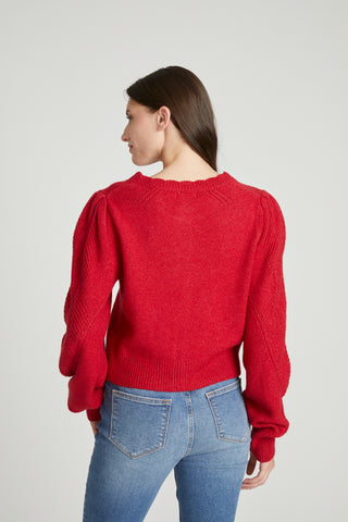 Pointelle Cardigan - Red