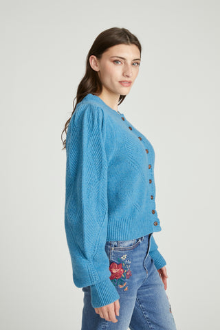 Pointelle Cardigan - Blue
