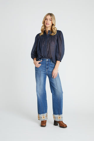 Margo Straight Pintuck Cuff - Floral Foulard