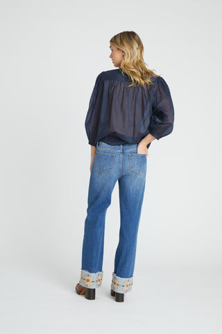Margo Straight Pintuck Cuff - Floral Foulard