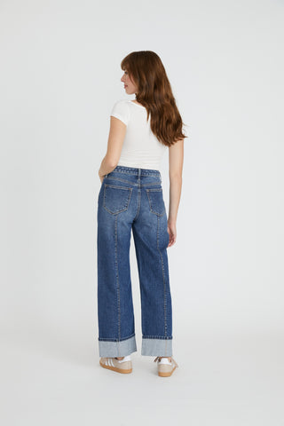 Betty Pintuck Wide Cuff - Dark Wash