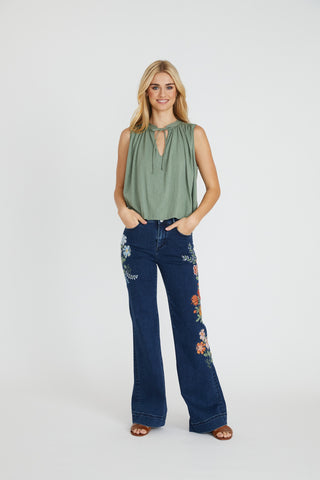 Fallon Trouser Flare - Pressed Flowers