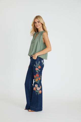 Fallon Trouser Flare - Pressed Flowers