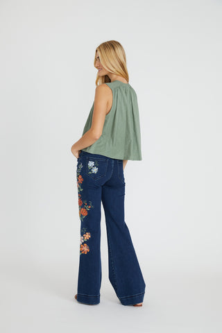 Fallon Trouser Flare - Pressed Flowers