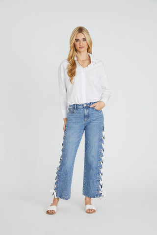 Lacey Relaxed Straight - White Bow