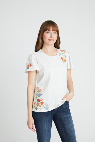 Flutter Sleeve TShirt - Pressed Flowers