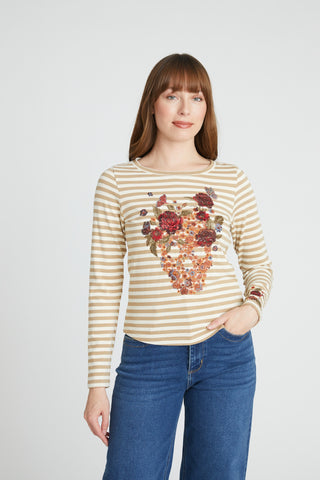 Striped Tee - Skulls & Roses