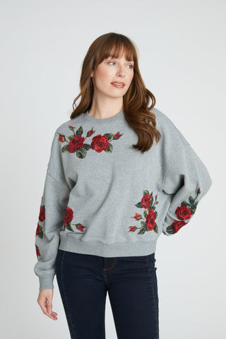 Teddy Sweatshirt - Grey Midnight Rose