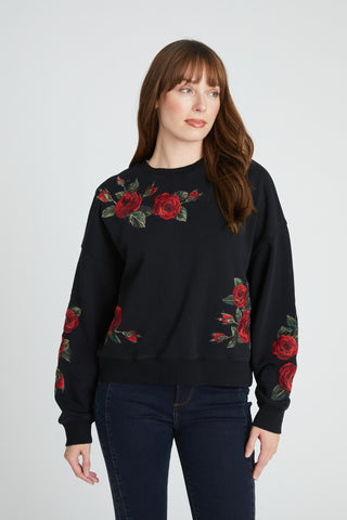 Teddy Sweatshirt - Black Midnight Rose