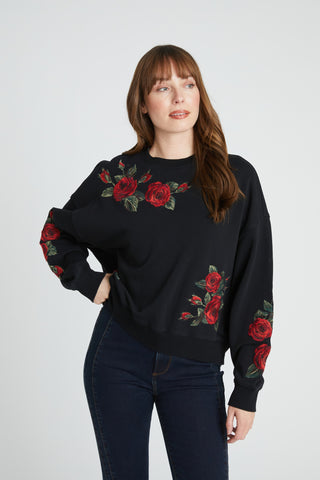 Teddy Sweatshirt - Black Midnight Rose