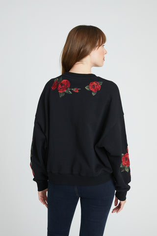 Teddy Sweatshirt - Black Midnight Rose