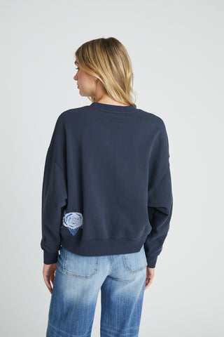 Teddy Sweatshirt - Navy Rose Patchwork
