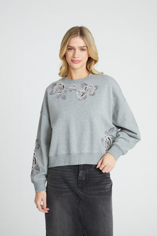 Teddy Sweatshirt - Grey Rose Patchwork