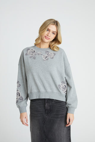 Teddy Sweatshirt - Grey Rose Patchwork