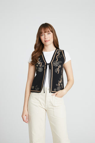 Sweater Vest - Ravishing Rosettes Black