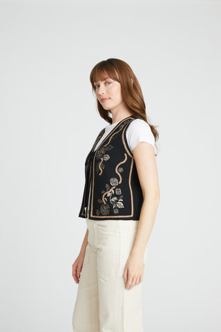 Sweater Vest - Ravishing Rosettes Black