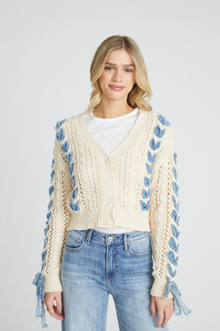 Sweater Cardigan - Cream Lacey