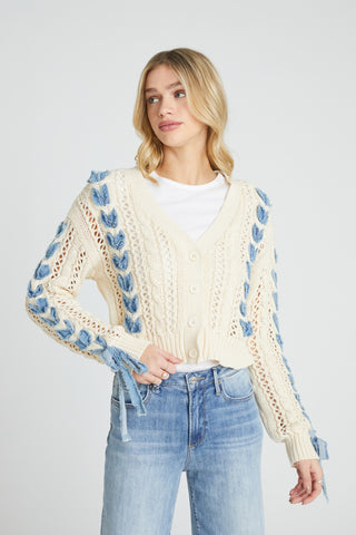 Sweater Cardigan - Cream Lacey