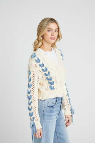 Sweater Cardigan - Cream Lacey