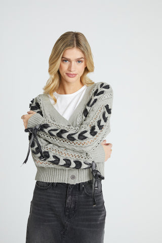 Sweater Cardigan - Grey Lacey