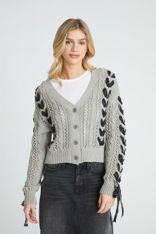 Sweater Cardigan - Grey Lacey