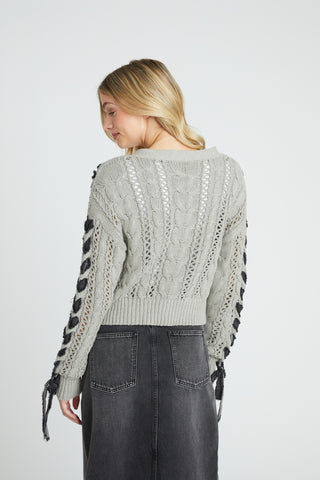 Sweater Cardigan - Grey Lacey