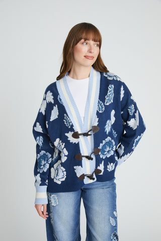 Toggle Cardigan - Floral Foliage