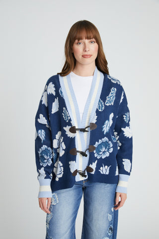 Toggle Cardigan - Floral Foliage