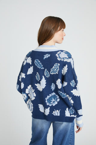 Toggle Cardigan - Floral Foliage