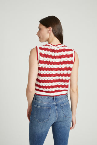 Lacey Sweater Tank - White/Red