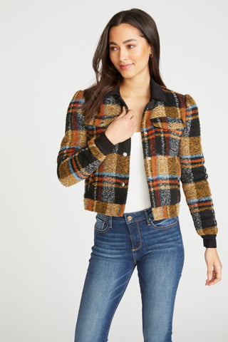 Puff Sleeve Plaid Jacket - Fireside