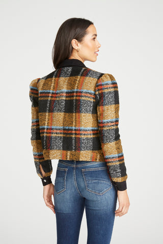 Puff Sleeve Plaid Jacket - Fireside